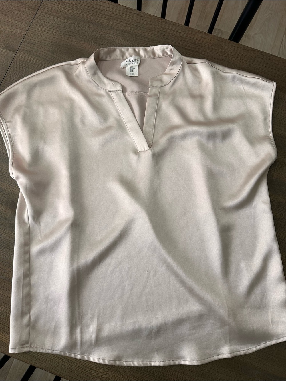 Nicole Miller Soft Silky Notch-Neck Cap-Sleeve Blouse